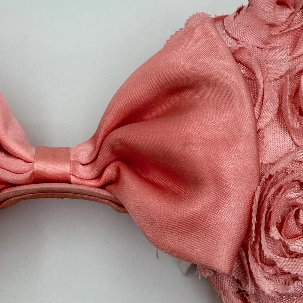 Disney Parks Minnie Mouse Pink Rosette Rose Satin Bow Ear Headband